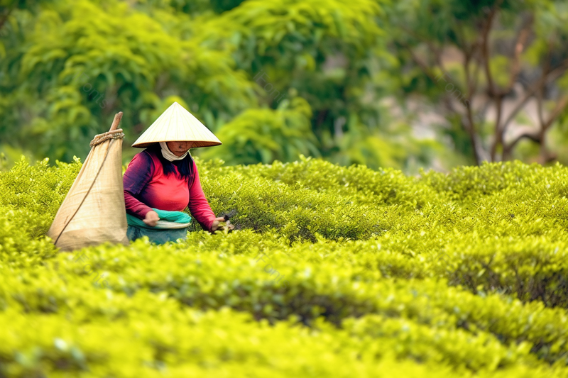 一位福鼎白茶茶山上采茶的茶农,高清,摄影图,摄影图片,图片大全,摄影图免费下载